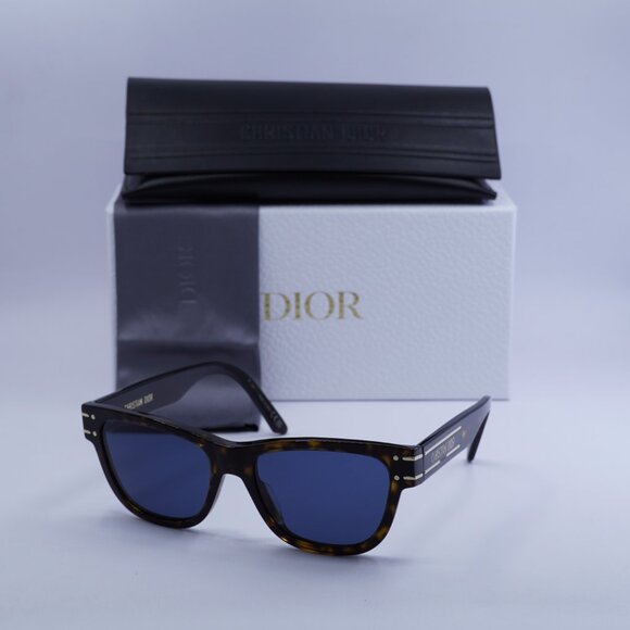 Dior DIORSIGNATURE S6U 20B0 Sunglasses Havana Square Frame, Blue Lenses main image 5